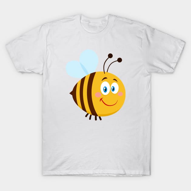 Cute Bee Cartoon Character T-Shirt by HitToon